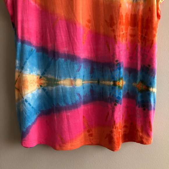 For The Republic Tie Dye Sleeveless Soft Relaxed Fit Rainbow Tank Top Shirt - Picture 7 of 9
